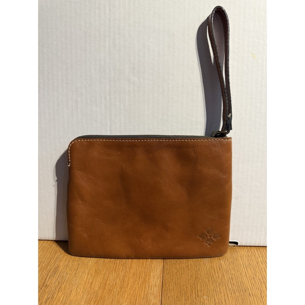 Patricia Nash Leather Cassini Wristlet‎ Pouch Brown Floral Embossed Suede Lined